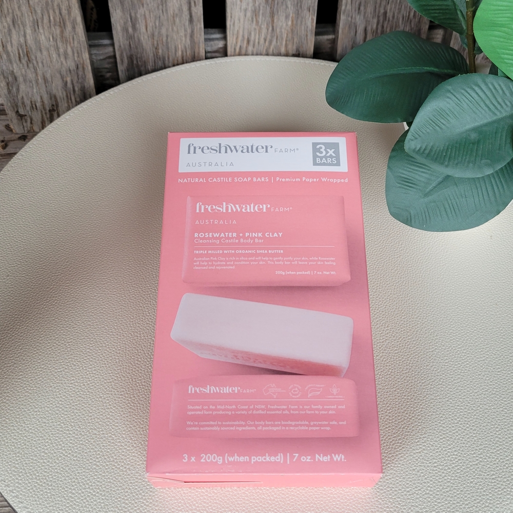 Freshwater Farm Rosewater & Pink Clay Soap Bars 3 Pk - Picture 5 of 9